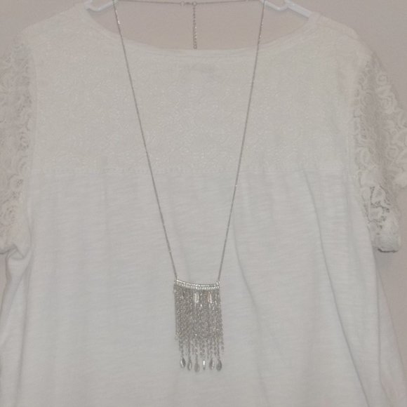 Feather Necklace & Earring Set Cream Silver Beaded Long Boho Style Fashion A641 - Picture 4 of 7